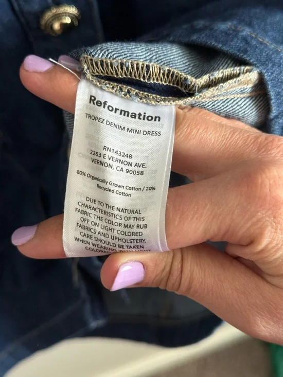 Reformation Tropez Denim Mini Dress Salinas Wash Size 10 - $218 - Picture 5 of 7